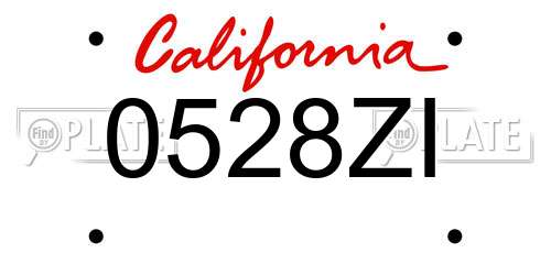 0528ZI California License Plate
