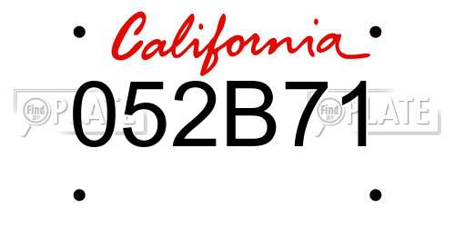 052B71 California License Plate