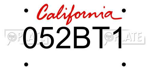052BT1 California License Plate