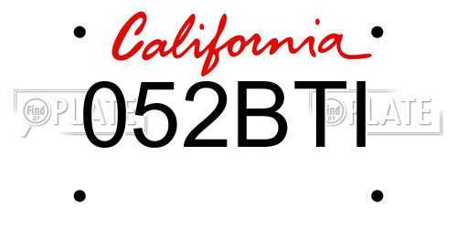 052BTI California License Plate