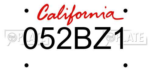 052BZ1 California License Plate