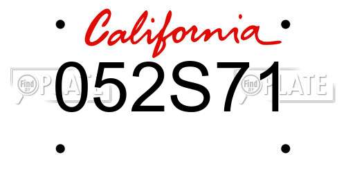 052S71 California License Plate
