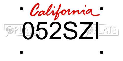 052SZI California License Plate