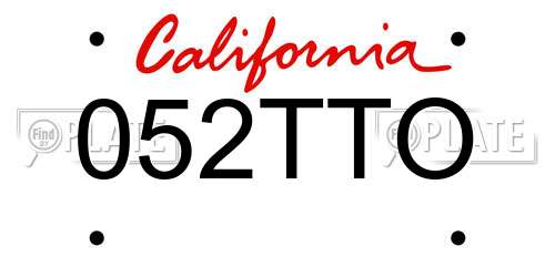 052TTO California License Plate