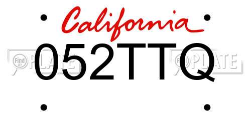 052TTQ California License Plate