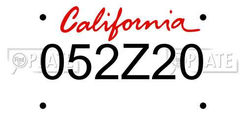 052Z20 California License Plate