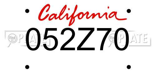 052Z70 California License Plate