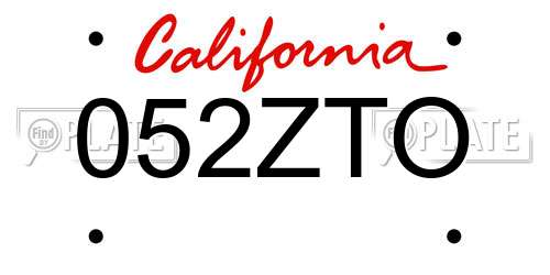 052ZTO California License Plate