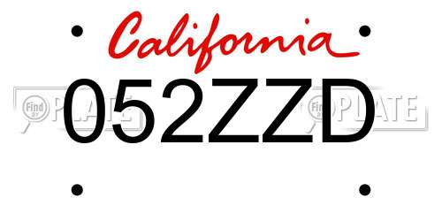 052ZZD California License Plate