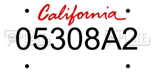 05308A2 California License Plate