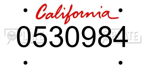 0530984 California License Plate