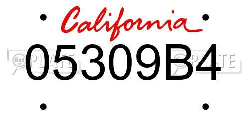 05309B4 California License Plate
