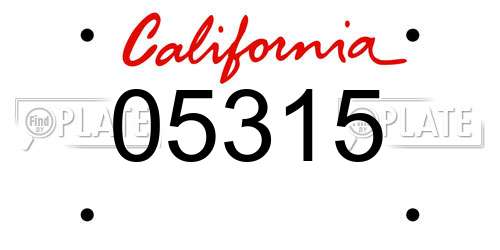 05315 California License Plate