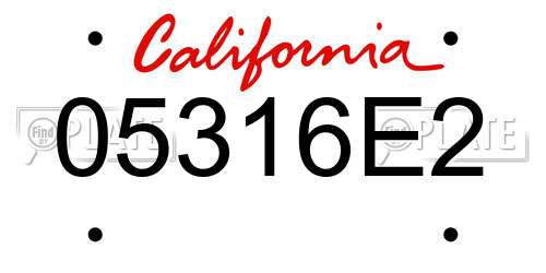 05316E2 California License Plate
