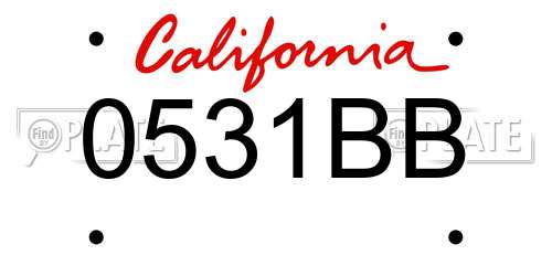 0531BB California License Plate