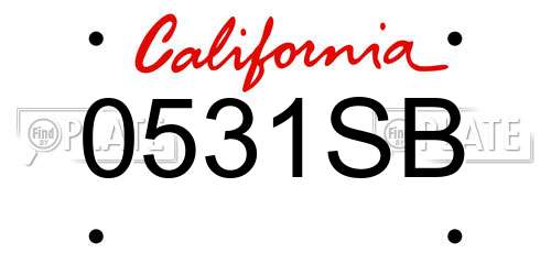 0531SB California License Plate