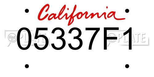 05337F1 California License Plate
