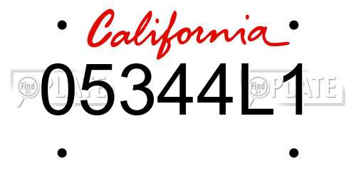 05344L1 California License Plate