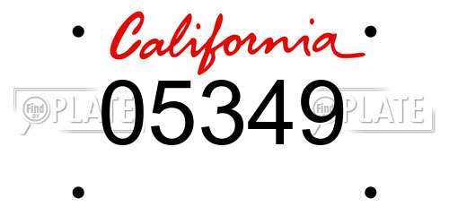 05349 California License Plate
