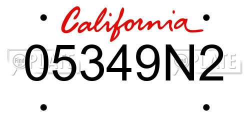 05349N2 California License Plate