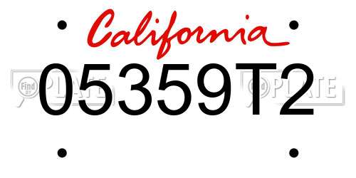 05359T2 California License Plate