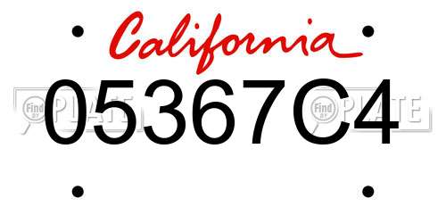 05367C4 California License Plate