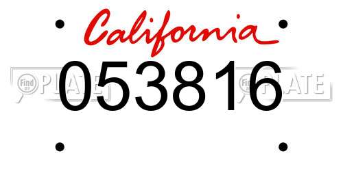 053816 California License Plate