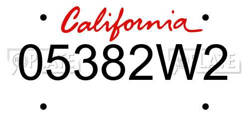 05382W2 California License Plate