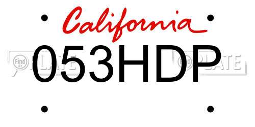 053HDP California License Plate