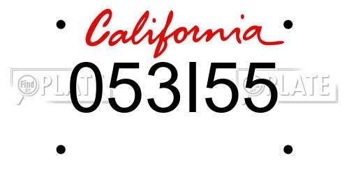 053I55 California License Plate