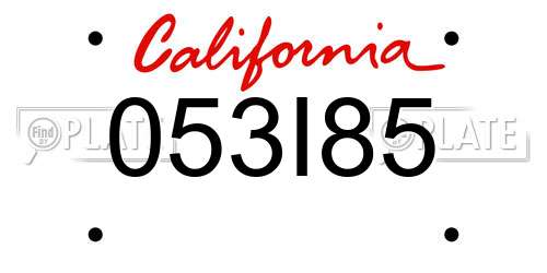 053I85 California License Plate