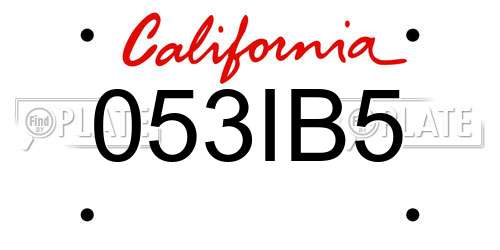 053IB5 California License Plate