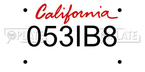 053IB8 California License Plate