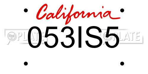 053IS5 California License Plate