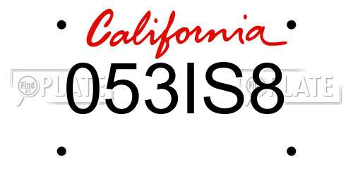 053IS8 California License Plate