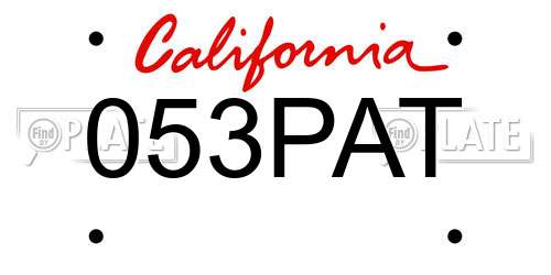 053PAT California License Plate
