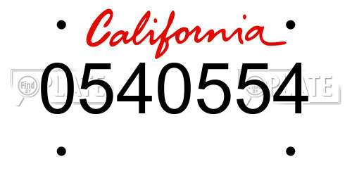 0540554 California License Plate