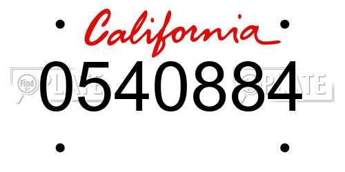 0540884 California License Plate