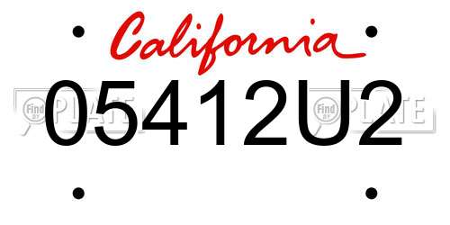 05412U2 California License Plate