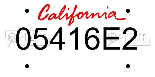 05416E2 California License Plate