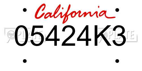 05424K3 California License Plate