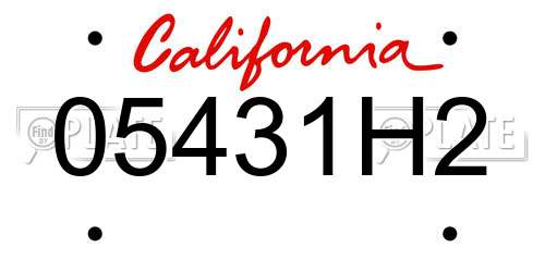 05431H2 California License Plate