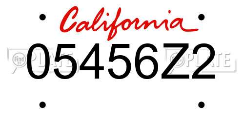 05456Z2 California License Plate