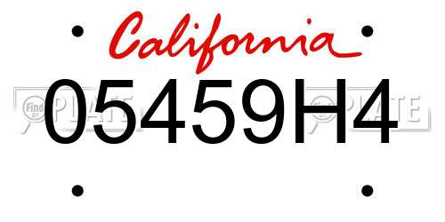 05459H4 California License Plate