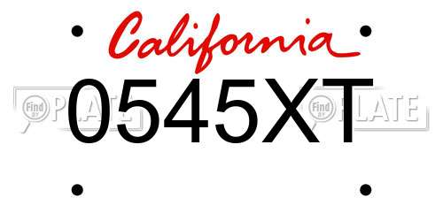 0545XT California License Plate