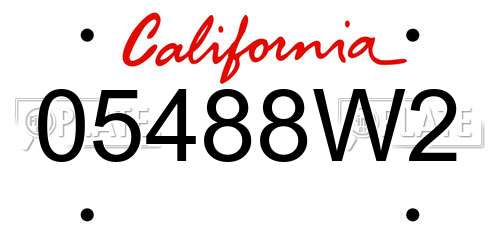 05488W2 California License Plate