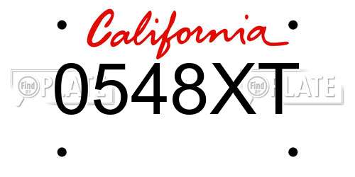 0548XT California License Plate