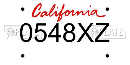 0548XZ California License Plate