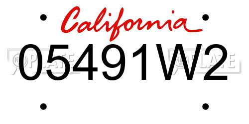 05491W2 California License Plate