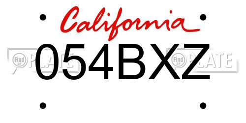 054BXZ California License Plate